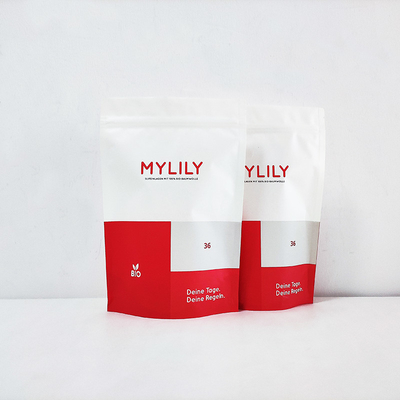 comprar Bolsas Kraft rojas y blancas con cremallera para polvo con ventana online manufacture