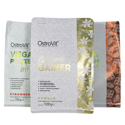 comprar El sellado caliente inferior plano de encargo del polvo de la proteína del vegano del bolso se coloca encima de bolsas online manufacture