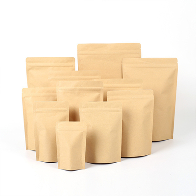 comprar Bolsas de pie biodegradables reciclables y compostables Bolsas de cartón Kraft Bolsa de cremallera 70g online manufacture