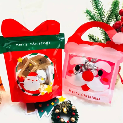 comprar Bolsas Mylar de plástico de forma personalizada, bolsas de regalo de Navidad con cremallera online manufacture