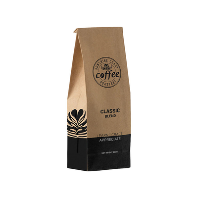 comprar Papel Kraft Impreso Biodegradable PLA Bolso de fondo plano Bolso de pie con válvula de cierre con cremallera online manufacture