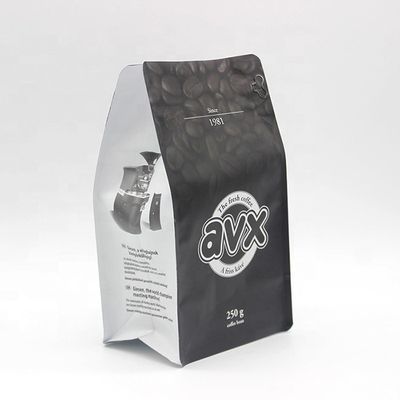 comprar Bolsas de café negras Bolsas de bolsas de papel de aluminio personalizado con fondo plano para el embalaje de café online manufacture