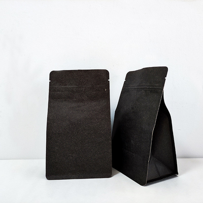 Cerradura con cremallera Bolso de fondo plano Bolso de café Embalaje de alimentos Bolso de papel kraft con válvula