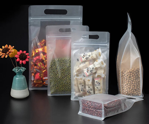 Frío auto-sellado Ver a través de bolsas de alimentos dulces de pie bolsas ziplockk