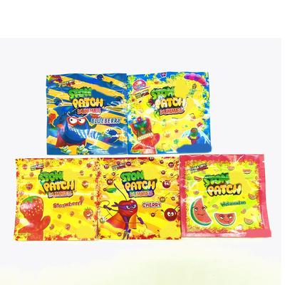 Bolsa de sello de plástico de acabado brillante de tres lados para masticar dulces de goma