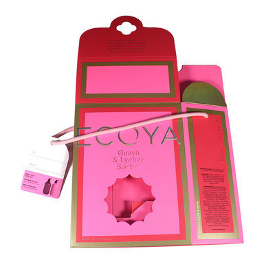 Display Estampado en caliente Caja de embalaje de papel plegable con ventana para cosméticos