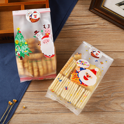 Bolsa de embalaje de Navidad de lado transparente para galletas de caramelo