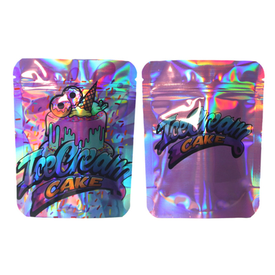 Color personalizado Holográfico Stand Up Bolso Matte Tear muesca con cremallera